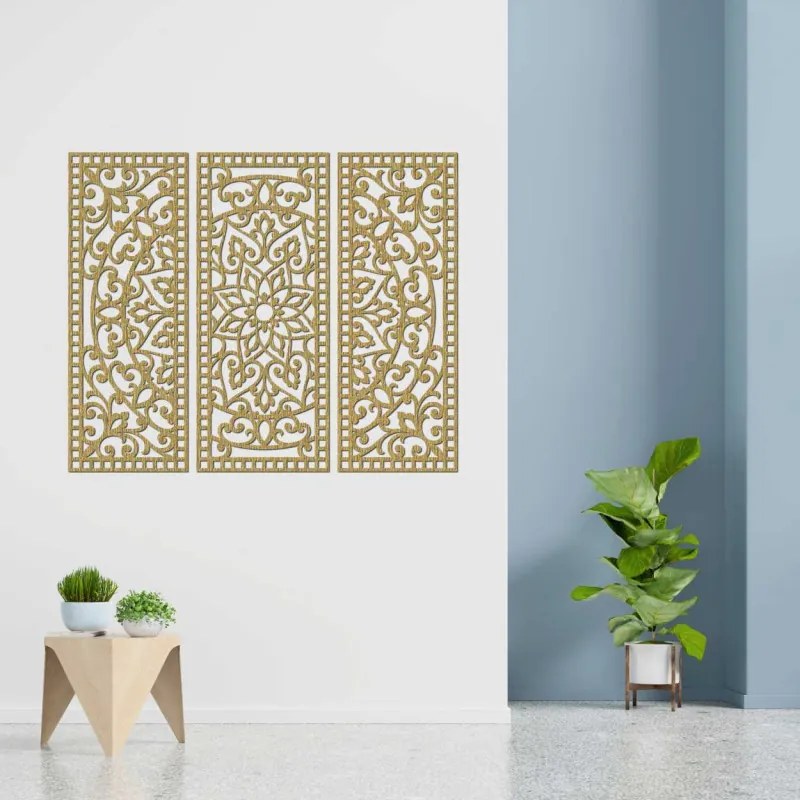 Nástenná dekorácia trojdielny panel mandala  | SENTOP PR0514-A