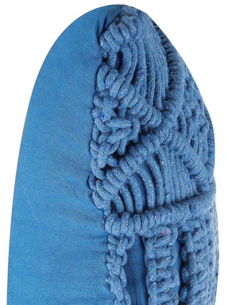 Dekoratívny bavlnený makramé vankúš 45 x 45 cm modrý KARATAS Beliani