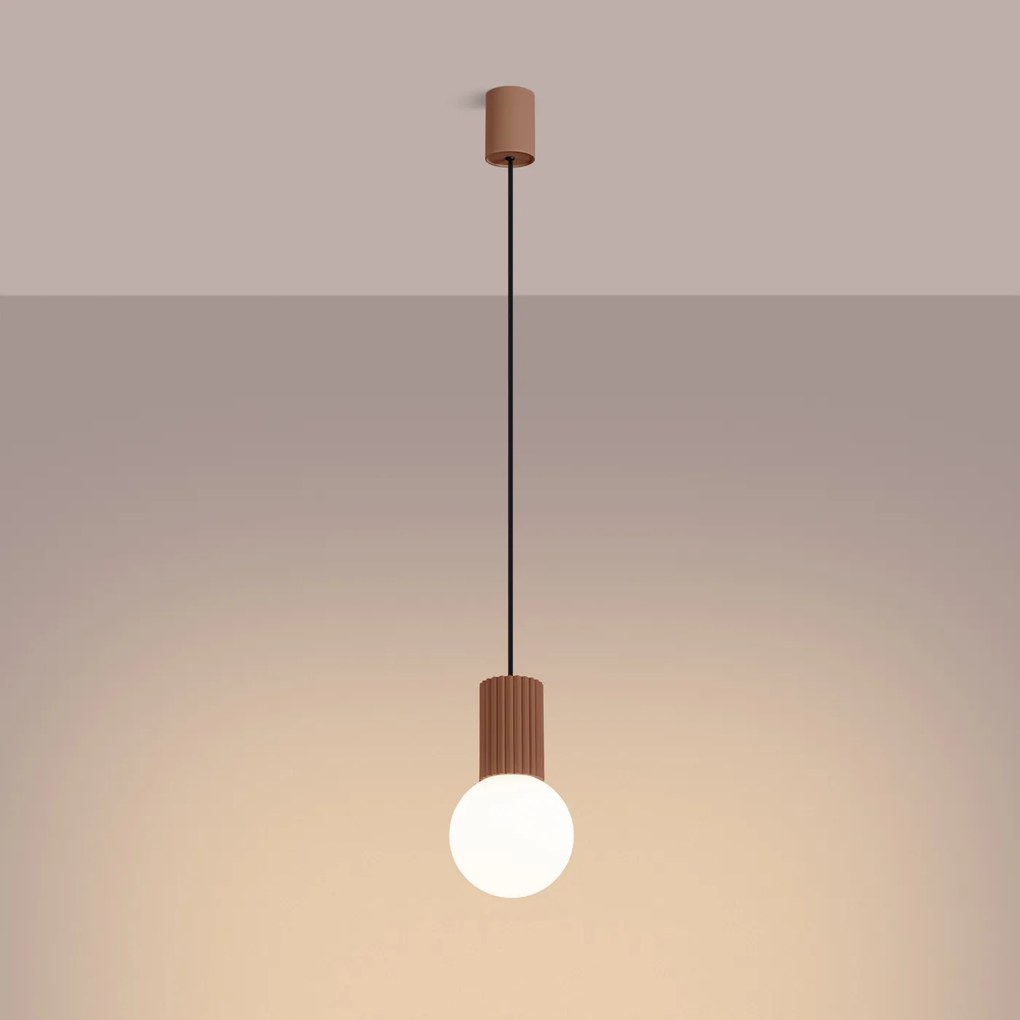 Závesné svietidlo Halo, 1x biele sklenené tienidlo, br