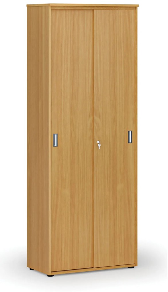 Kancelárska skriňa so zasúvacími dverami PRIMO WOOD, 800 x 420 x 2128 mm, buk