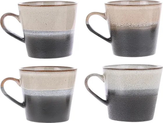 Čierny retro hrnček na Cappuccino 70s rock - 12 * 9,5 * 8,5 cm / 300ml
