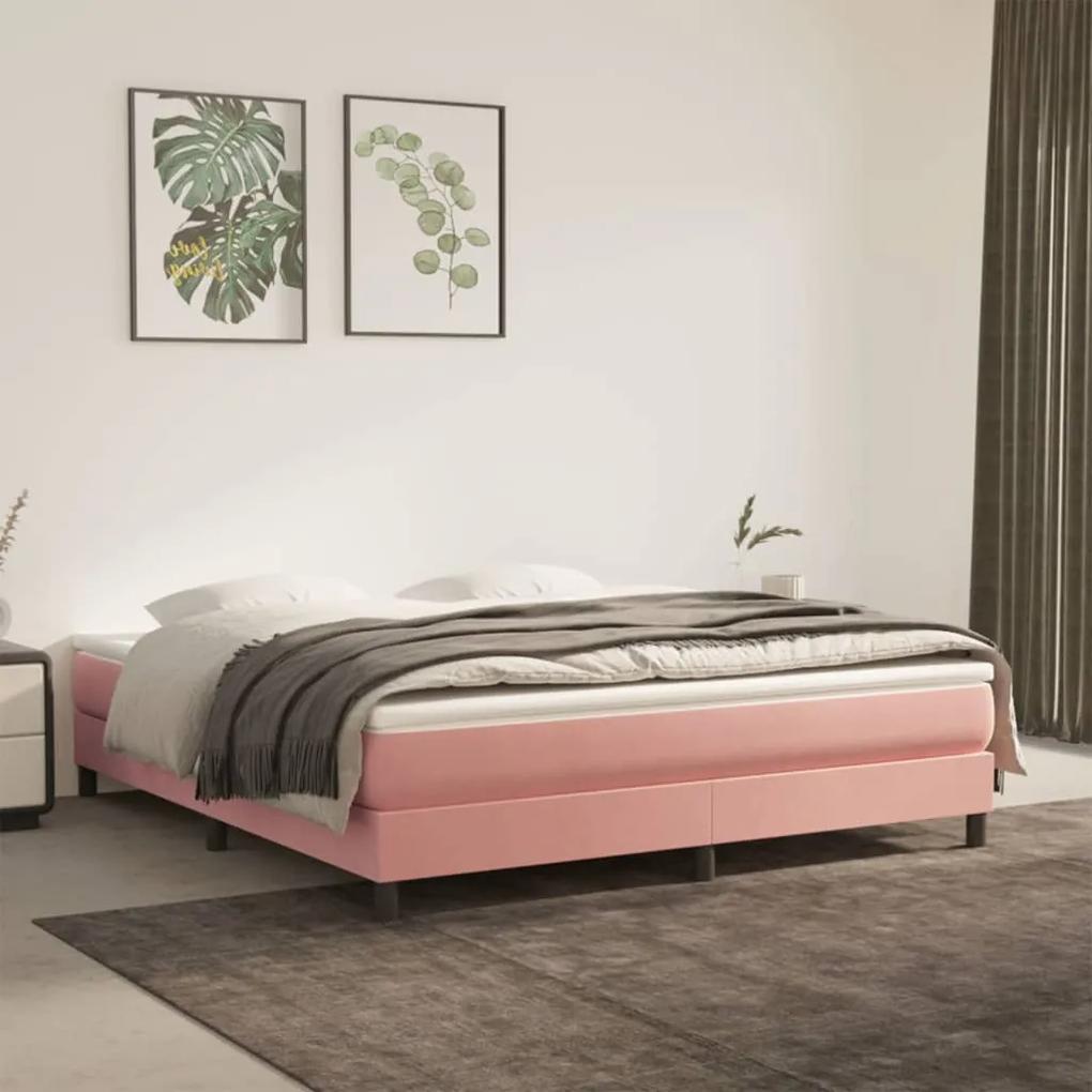 Posteľný rám boxsping s matracom ružový 180x200 cm zamat 3144350