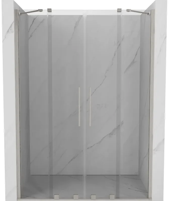 Mexen Velar Duo, posuvné sprchové dvere do otvoru 140 cm, 8mm číre sklo, brúsená oceľ, 871-140-000-02-97