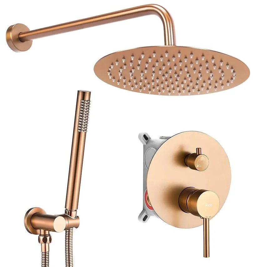 Sprchová súprava nástenná podomietková Rea Lungo brúsená meď + BOX