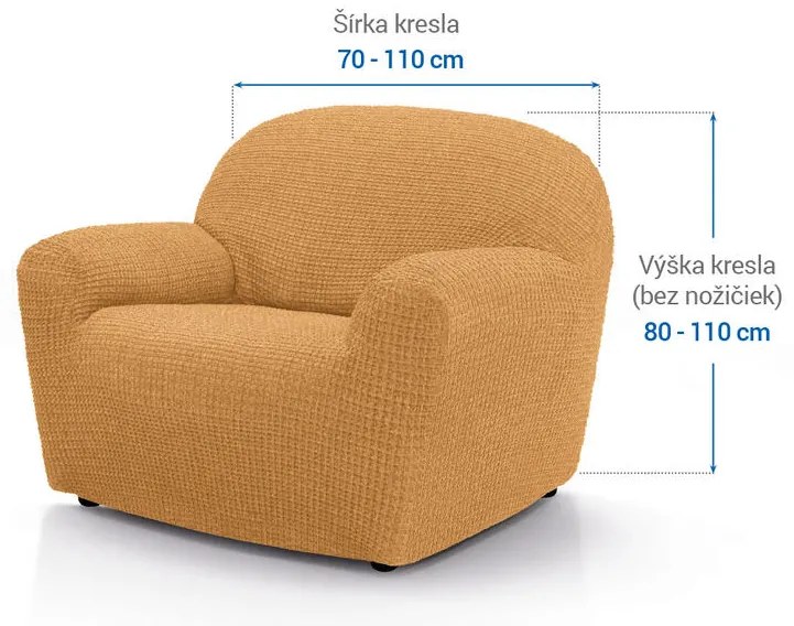 Super strečové poťahy RUBINIA zlatá kreslo (š. 70 - 110 cm)