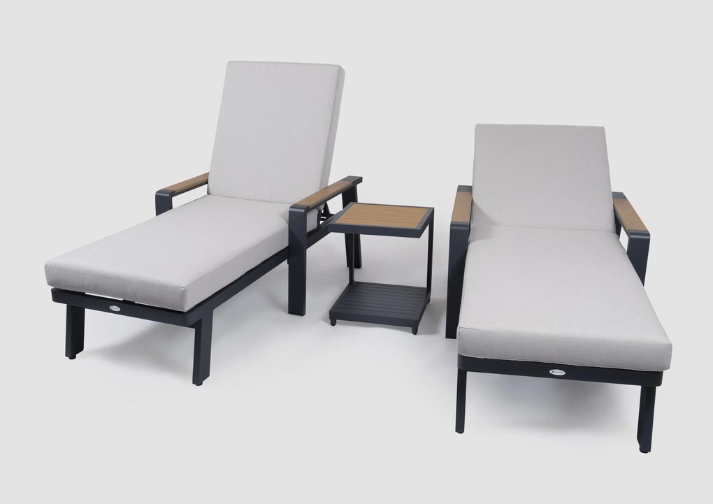 Set dvoch ležadiel EMOT antracit so svetlou poduškou