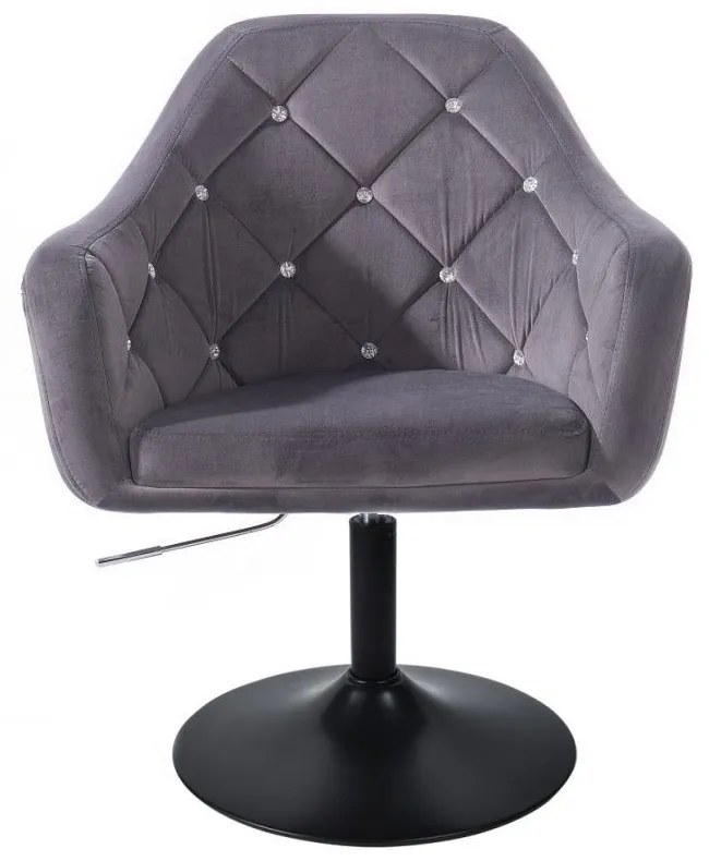LuxuryForm DESIGN Kreslo ROMA VELUR na čiernom tanieri - tmavo šedé