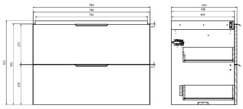 Cersanit S598-047-DSM - Závesná kúpeľňová skrinka pod umývadlo MALIKA 80x45 cm dub