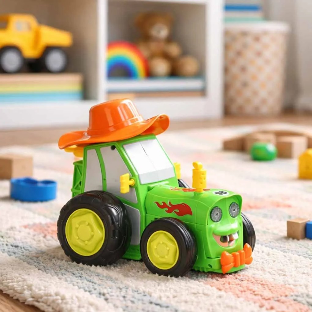 KIK RC skákajúci a tancujúci traktor s prívesom, diaľkovo ovládaný, zelený
