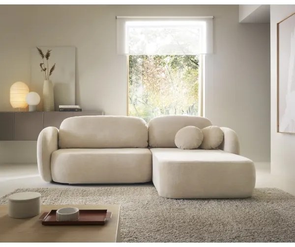 Rohová rozkladacia sedacia súprava s úložným priestorom do L OLBIA pravá béžová