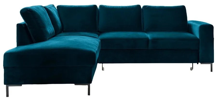 Tyrkysová zamatová rozkladacia rohová pohovka (ľavý roh) Lofty Lilly – Miuform
