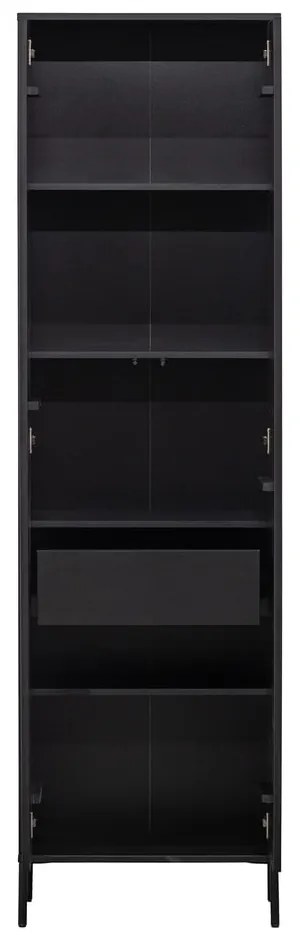 Čierna šatníková skriňa z borovicového dreva 60x210x42 cm Gravure – WOOOD