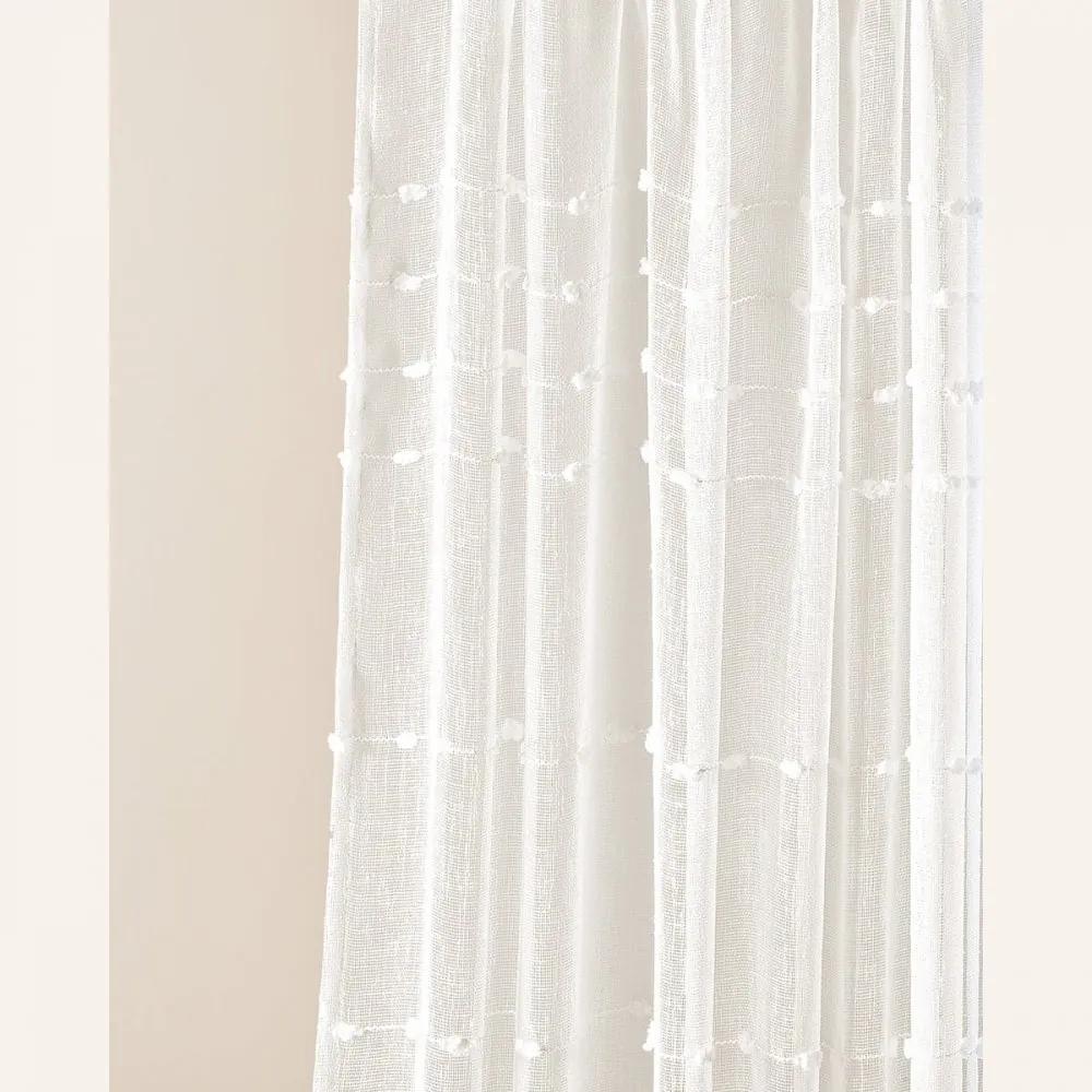 Moderná krémová záclona  Marisa  so striebornými priechodkami 140 x 260 cm