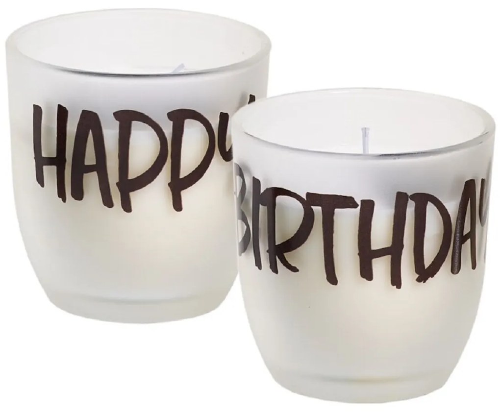 SPAAS Sviečka v skle s nápisom - BIRTHDAY