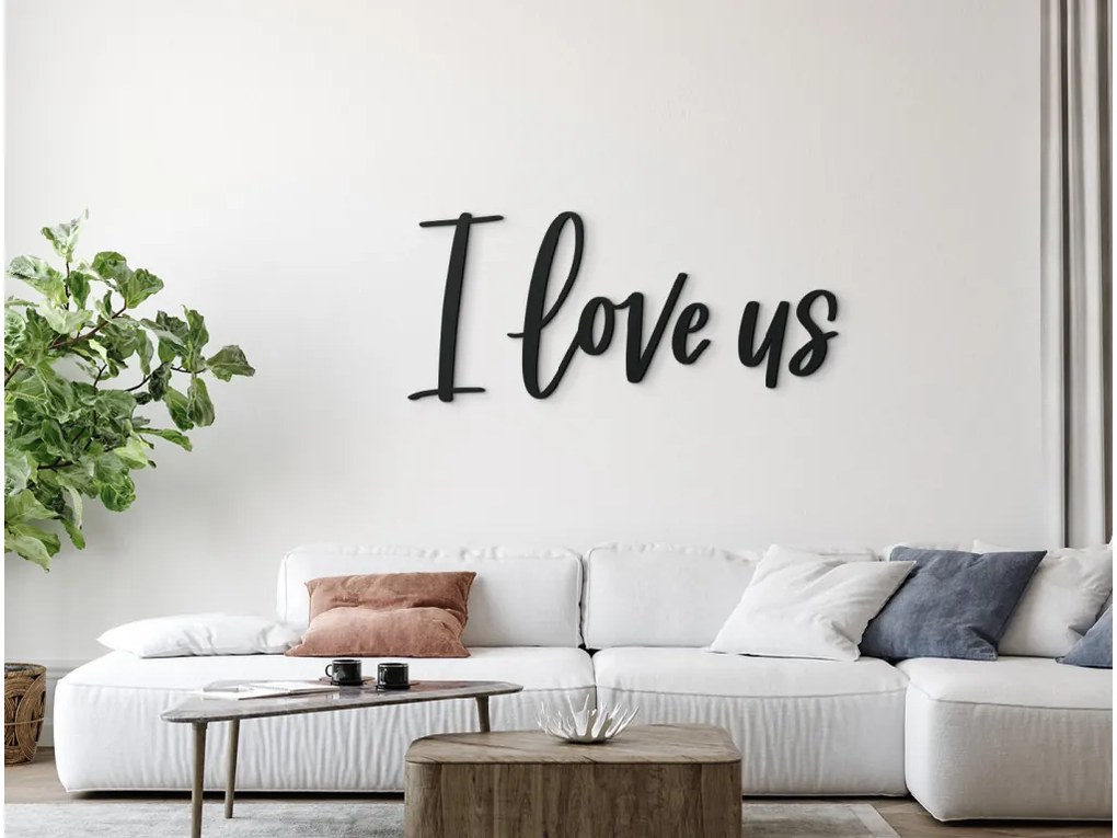 drevko Drevený nápis I love us Rozmer obrazu: 19 x 43 cm, Farba dekorácie: Čierna