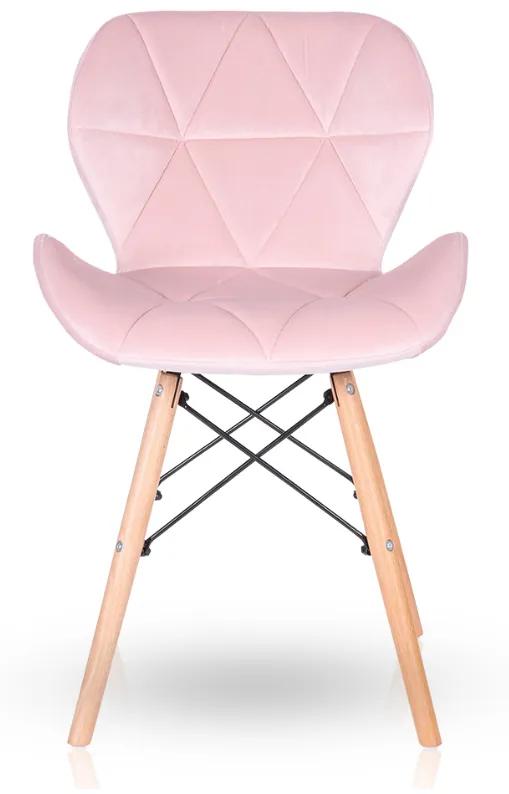 Jedálenská stolička SKY ružová - škandinávsky štýl