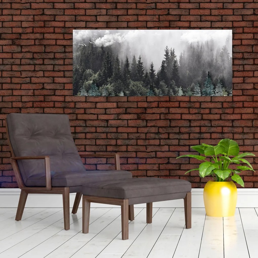 Obraz - Les s ilustrovanými prvkami (120x50 cm)