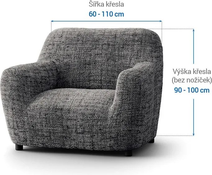 Bielastické poťahy VITTORIA šedá kreslo (š. 60 - 110 cm)
