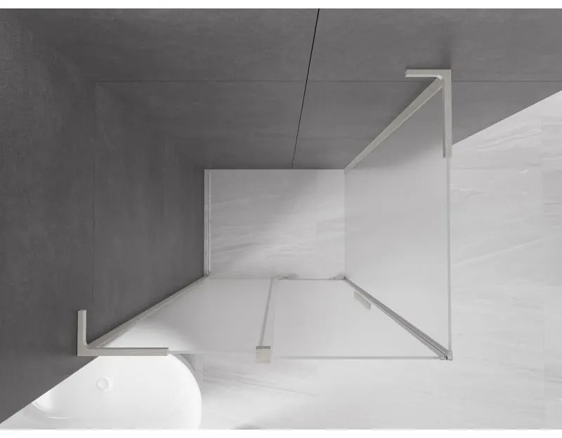 Mexen Velar L, sprchový kút s posuvnými dverami 90 x 70 cm, 8mm sklo námraza, brúsená oceľ, 871-090-070-33-97