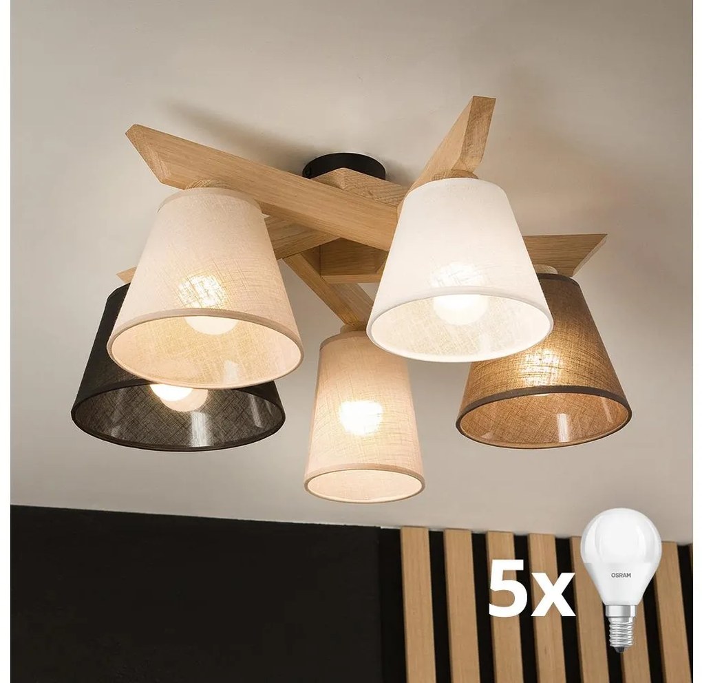 Brilagi - LED Prisadený luster ANTHONY 5xE14/40W/230V dub