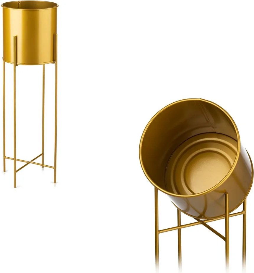 KOVOVÝ KVETINÁČ SO STOJANOM GOLDEN 75X21 CM ZLATÁ