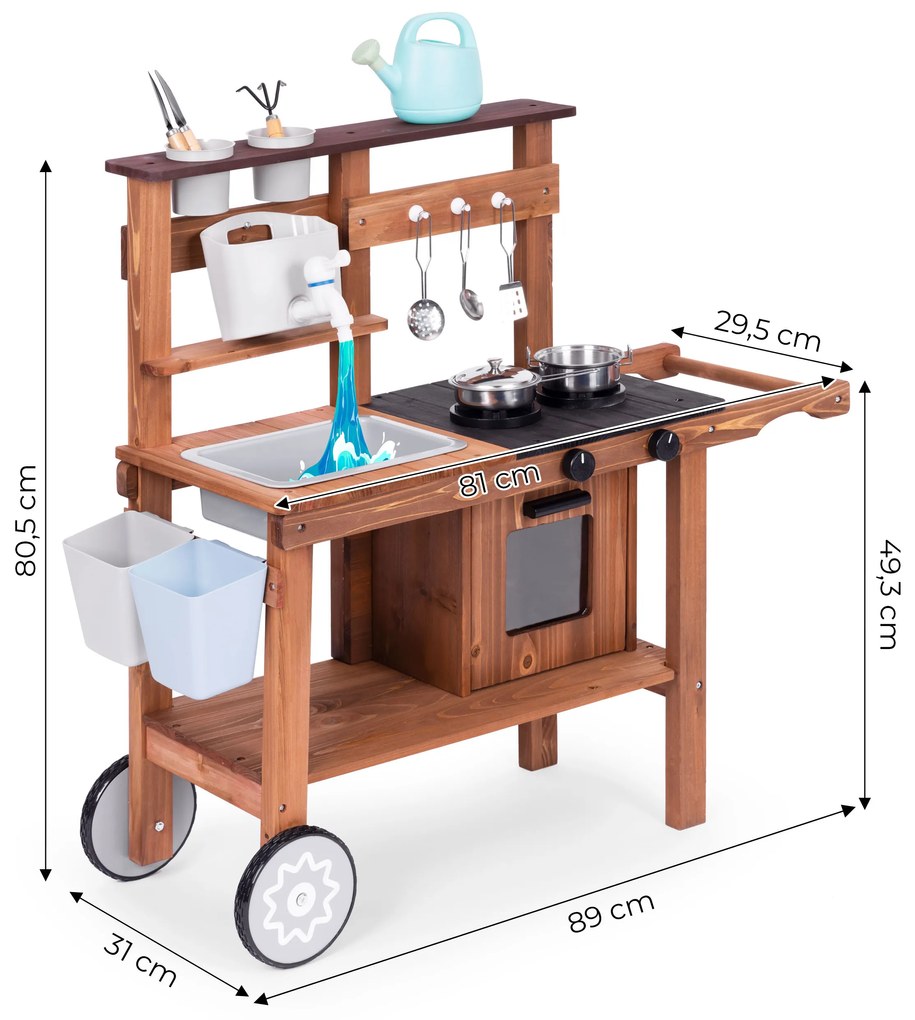 Detská blátová kuchynka z jedľového dreva ECOTOYS