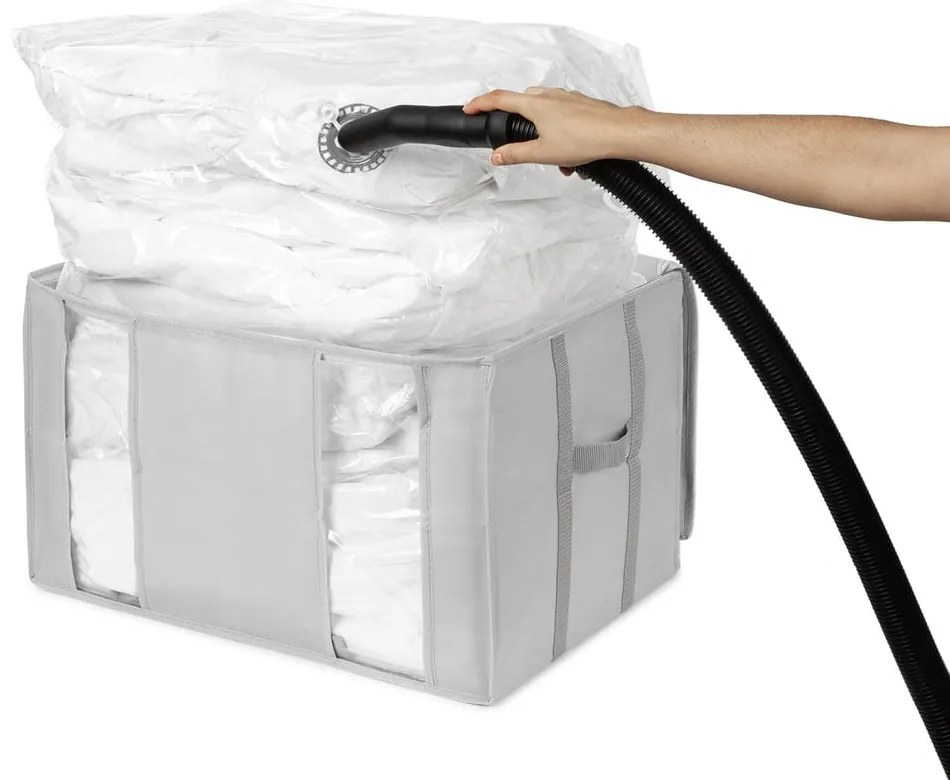 Vákuový/vystužený látkový úložný box na oblečenie 56x42x33 cm Granit – Compactor