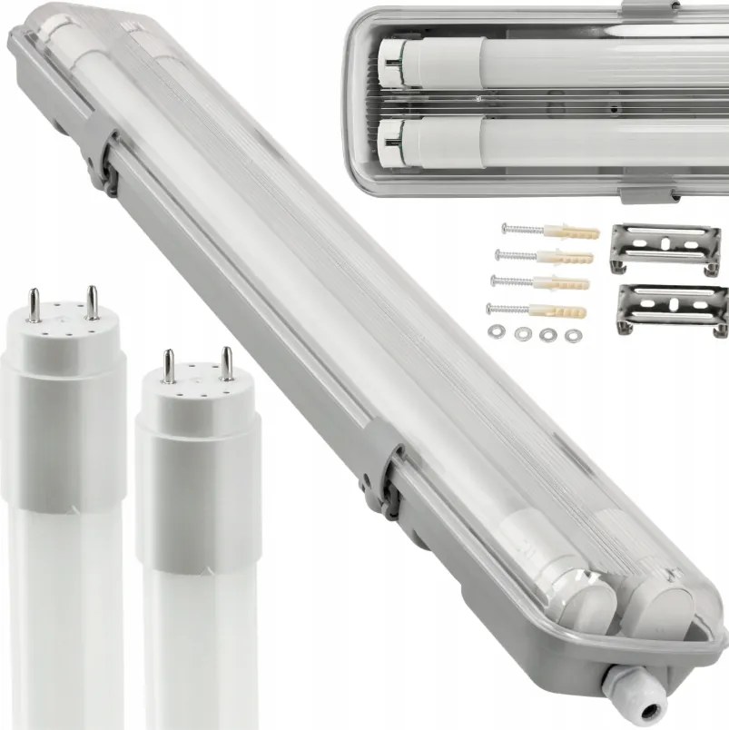 SADA Hermetická LED lampa 60cm 18W 2880lm 6500K + 2x Žiarivka do garáže