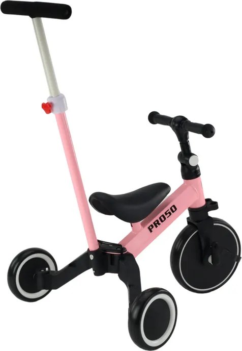 LEAN Trike Trojkolka PRO50 s vodiacou rukoväťou ružová