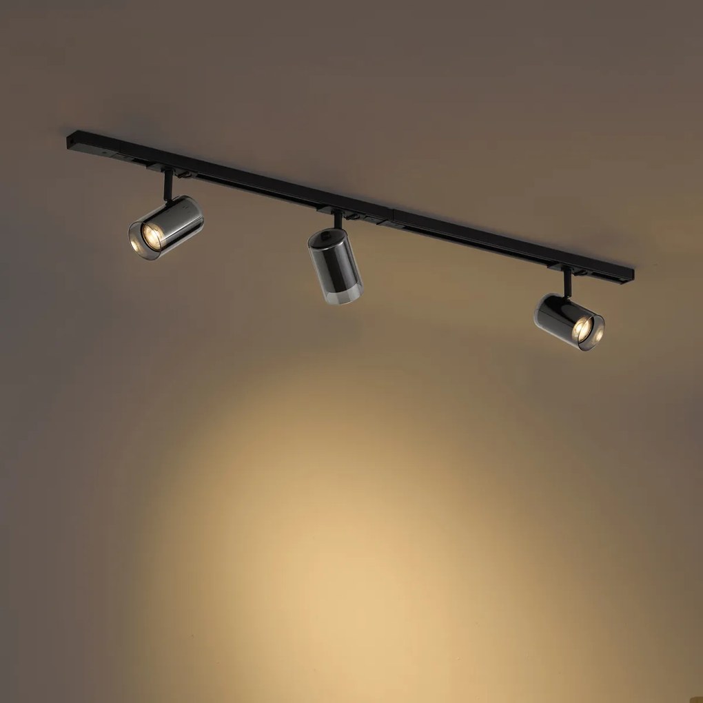 Moderný koľajnicový systém čierny s 3 reflektormi 1-fázový - Iconic Lloyd