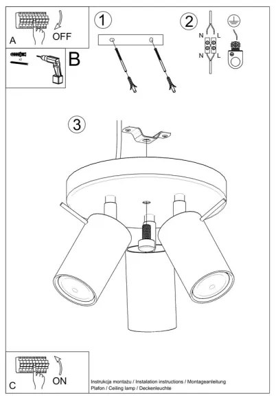 Sollux SL.1015 - Bodové svietidlo RING 3xGU10/10W/230V biela