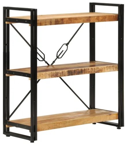 vidaXL Knižnica s 3 policami 77x30x80 cm mangovníkový masív a železo-
