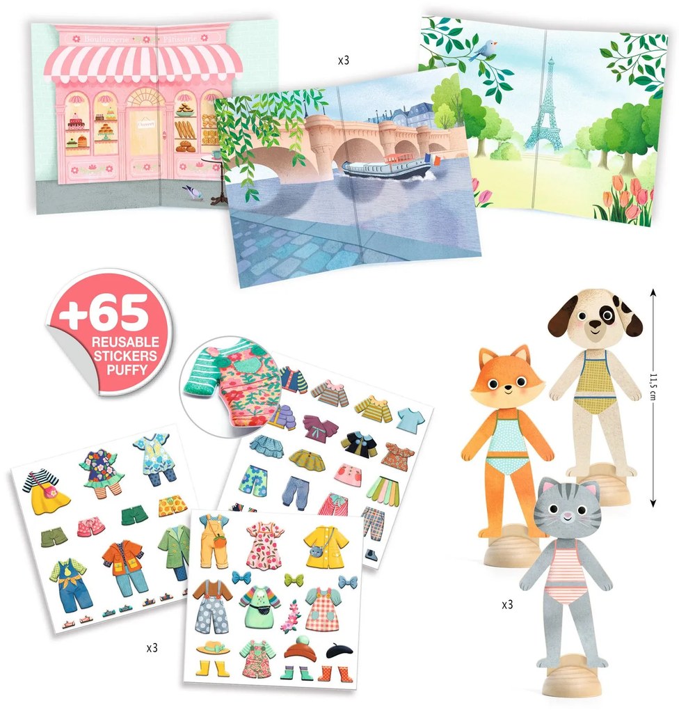 Koláže pre najmenších - obliekame zvieratká podľa parížskej módy