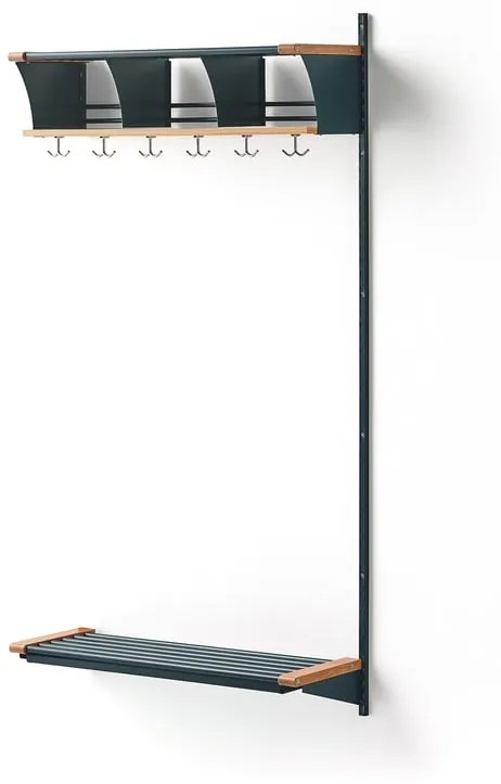 Vešiaková stena JEPPE s 3 priehradkami, prídavná sekcia, 1790x900x310 mm, modrá/dub