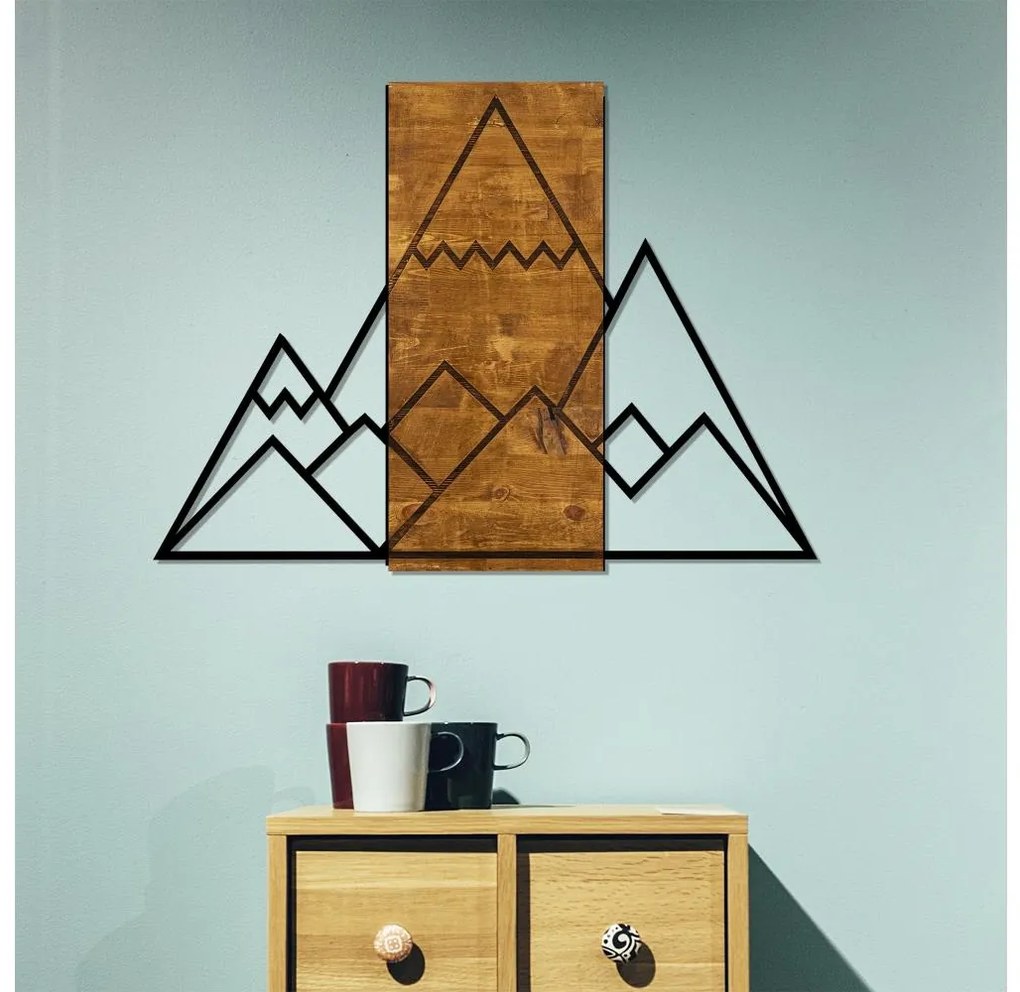 Asir Nástenná dekorácia 78x58 cm hory drevo/kov 899SKL1327