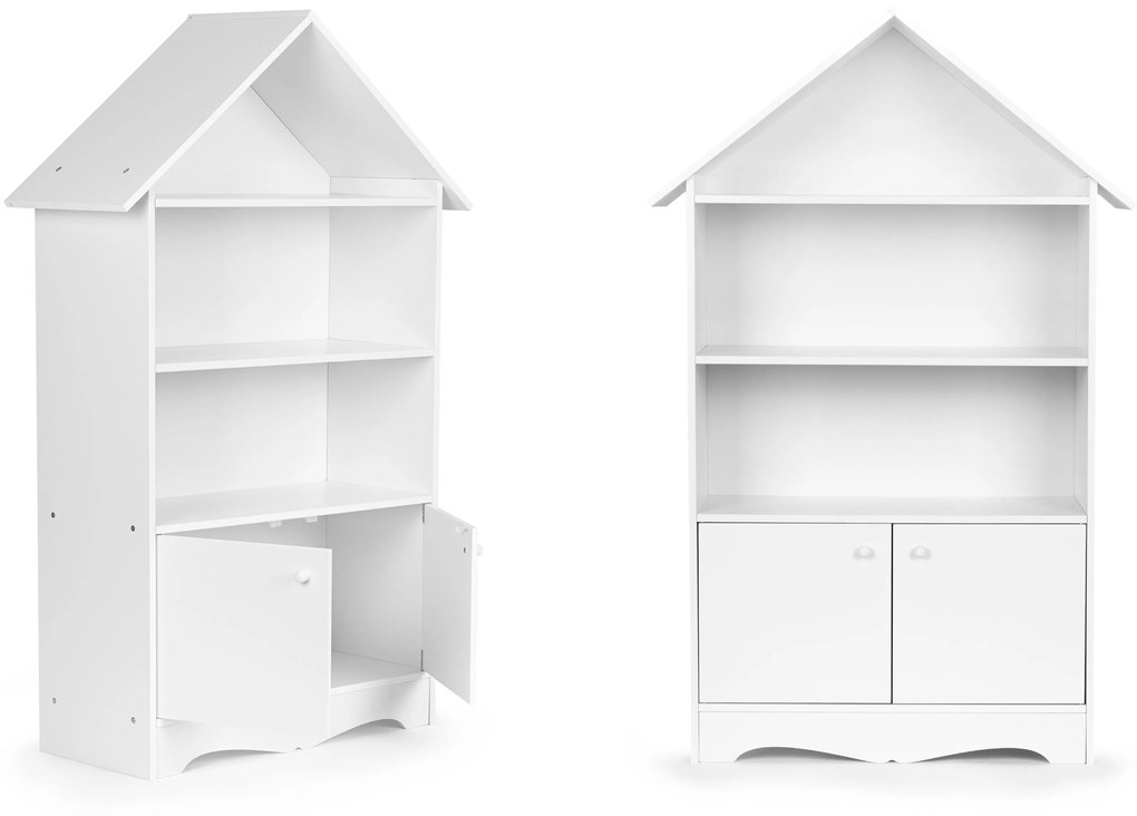 Polička, skrinka domček na hračky, biely Ecotoys