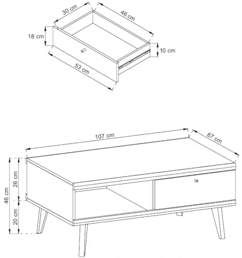 Konferenčný stolík Primo 107 cm dub Riviéra/biely