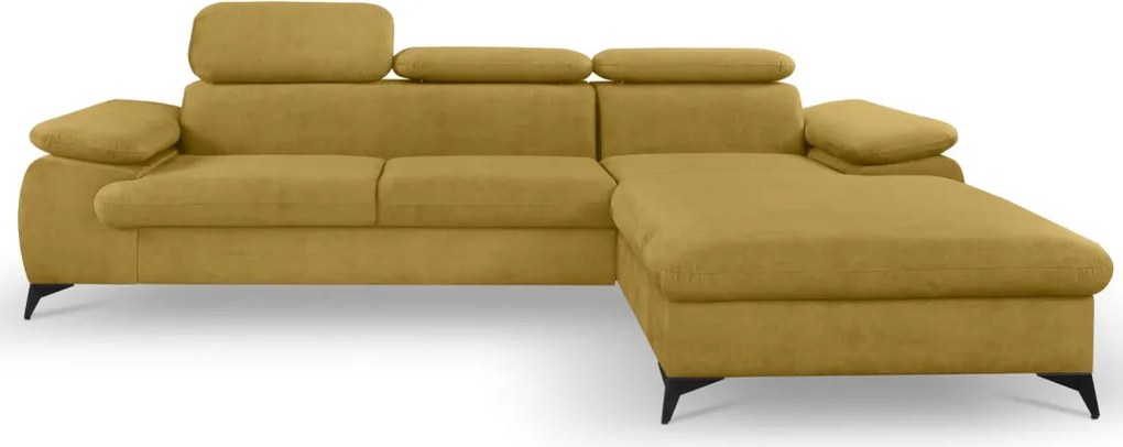 Rohová sedacia súprava Scala, žltá látka, pravý roh