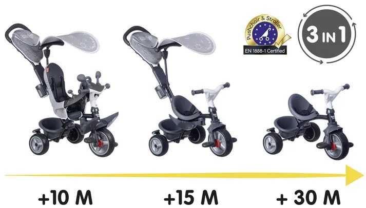 Smoby Trojkolka 3 v 1 Baby Driver Plus (100369901)