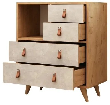 Komoda WITLOF 87x70 cm hnedá/šedá