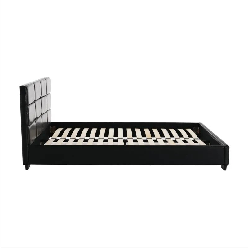 Kondela Manželská posteľ MIKEL, 160x200, čierna textilná koža