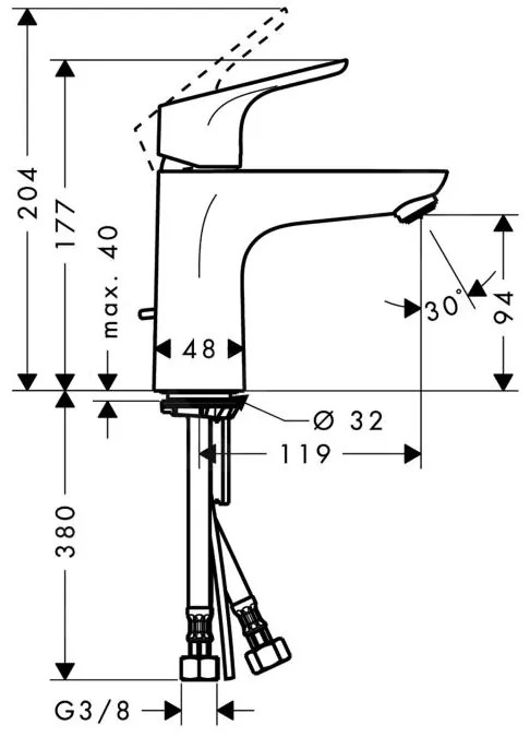 Hansgrohe Focus E2, umývadlová batéria s výpustom, LowFlow 3,5 l/min, chrómová, 31603000
