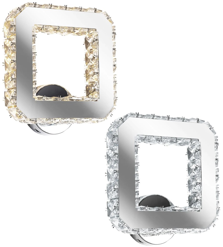 Toolight - LED krištáľové nástenné svietidlo 10W, teplé svetlo, APP415-W, chrómová, OSW-65013