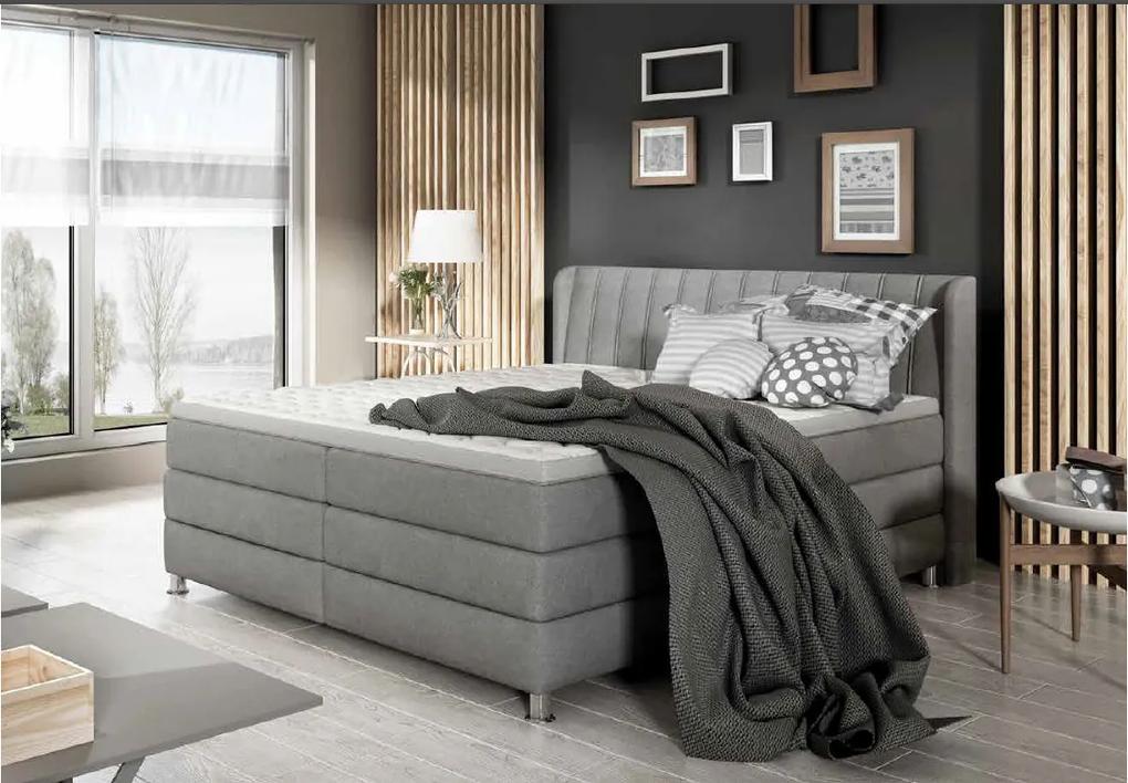 Luxusná box spring posteľ Belmondo 160x200, tmavo sivá - AKCIA