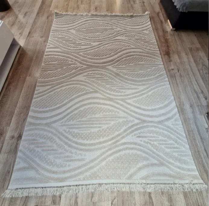 Moderný béžový koberec s boho vzorom TWIST BEIGE 31204A Rozmer: 160x230 cm
