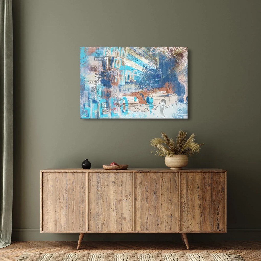 Obraz - Zrodený na jazdu, modré tóny (90x60 cm)