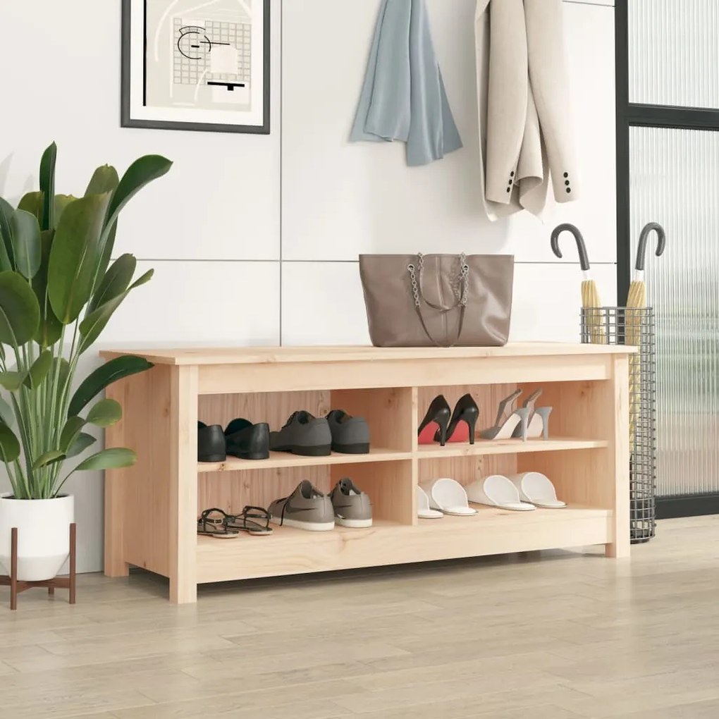 vidaXL Lavica s botníkom 110 x 38 x 45,5 cm masivna borovica