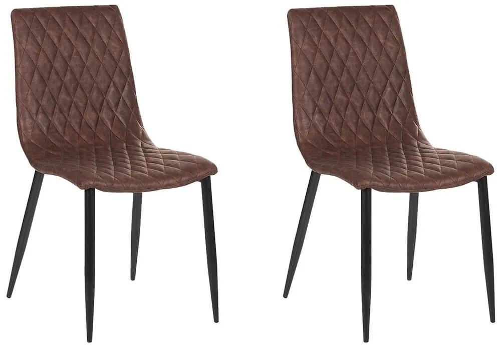 Set 2 jedálenských stoličiek z umelej kože hnedá MONTANA Beliani