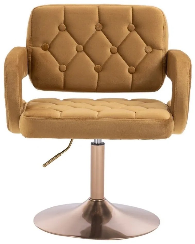 LuxuryForm DESIGN Kreslo ADRIA VELUR na zlatom tanieri - medové