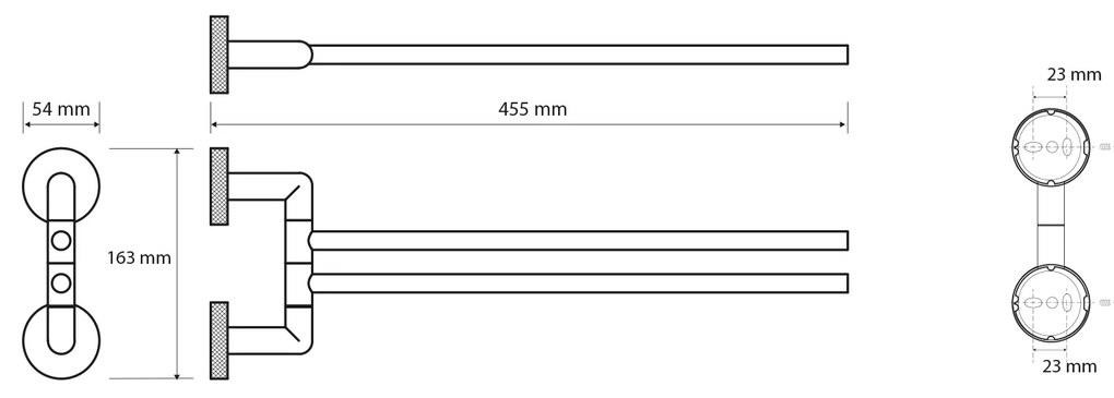 Sapho Sapho, LARISSA dvojitý držiak uterákov otočný 350mm, čierna/zlatá matná, WS021BG